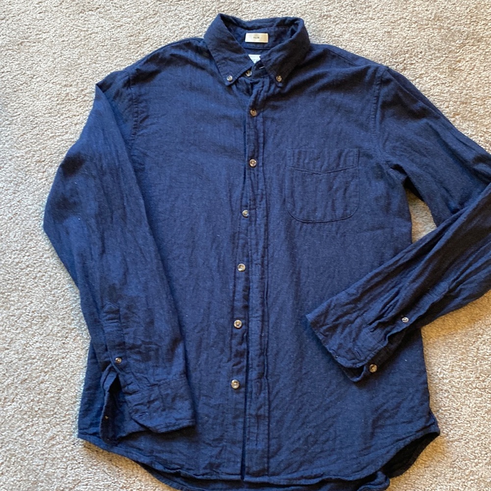 JCrew Mens slim fit brushed twill dark denim button down shirt .size M